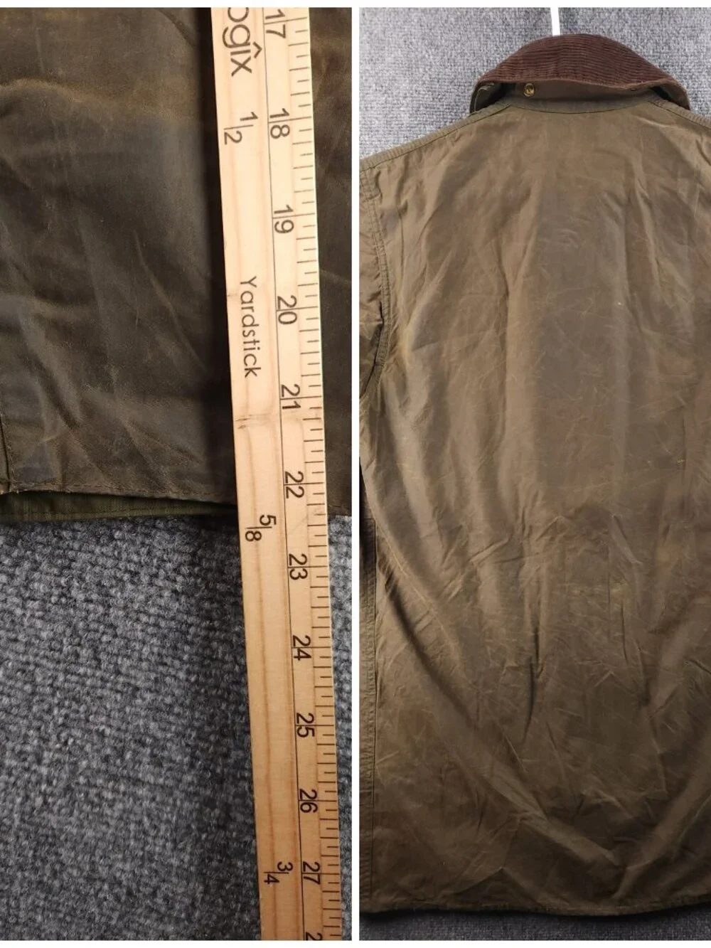Barbour A200 Border Green Size 38 Wax Jacket Men Cotton Canvas Pockets Lined